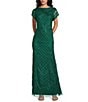 Oleg Cassini Soutache Mesh Crew Neck Cap Sleeve Gown, Color:Hunter - Image 1