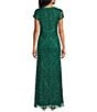 Oleg Cassini Soutache Mesh Crew Neck Cap Sleeve Gown, Color:Hunter - Image 2