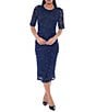 Oleg Cassini Soutache Mesh Elbow Sleeve Midi Dress - Image 1