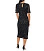 Oleg Cassini Soutache Mesh Elbow Sleeve Midi Dress - Image 4