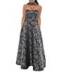 Oleg Cassini Strapless Metallic Brocade Gown - Image 1