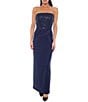 Oleg Cassini Techno Crepe Strapless Beaded Bodice Long Sheath Dress - Image 1