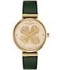 Color:Gold - Image 1 - 36mm Dogwood T-Bar Light Gold & Green Leather Strap Watch