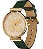 Color:Gold - Image 2 - 36mm Dogwood T-Bar Light Gold & Green Leather Strap Watch
