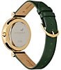 Color:Gold - Image 3 - 36mm Dogwood T-Bar Light Gold & Green Leather Strap Watch