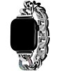 Color:Silver - Image 2 - Aurora Rainbow Crystal Stainless Steel Chain Bracelet Apple Watch Strap
