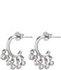 Color:Silver - Image 1 - Classic Mini Crystal Shaker Hoop Earrings