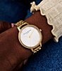 Color:Gold - Image 3 - Classic Sparkle Bezel Gold Bracelet Watch