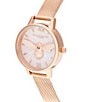 Color:Rose Gold - Image 2 - Glitter Dial Lucky Bee Rose Gold Mesh Watch