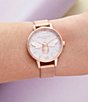 Color:Rose Gold - Image 3 - Glitter Dial Lucky Bee Rose Gold Mesh Watch