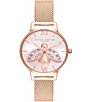 Color:Rose Gold - Image 1 - Rainbow Bee Rose Gold Mesh Watch