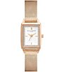 Color:Rose Gold - Image 1 - Rectangle Quartz Analog White Dial Carnation Gold Stainless Steel Mesh Bracelet Watch