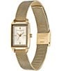 Color:Gold - Image 3 - Rectangle Quartz Analog White Dial Gold Stainless Steel Mesh Bracelet Watch