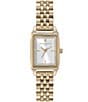 Color:Gold - Image 1 - Rectangle Quartz Analog White Dial Gold Stainless Steel Bracelet Watch