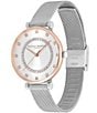 Color:Silver - Image 3 - T-Bar Quartz Analog Two-Tone Stainless Steel Mesh Watch