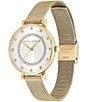 Color:Gold - Image 3 - T-Bar Quartz Analog White & Gold Mesh Stainless Steel Watch