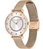 Color:Rose Gold - Image 2 - T-Bar Quartz Analog White Dial Carnation Gold Stainless Steel Mesh Strap Watch