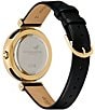 Color:Black - Image 3 - Women's Minima Bee T-Bar Gold & Black Leather Strap Watch