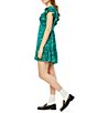 Color:Emerald - Image 3 - Ondika Cerro V-Neck Short Ruffled Sleeve Tiered Hem Babydoll Dress