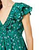 Color:Emerald - Image 4 - Ondika Cerro V-Neck Short Ruffled Sleeve Tiered Hem Babydoll Dress