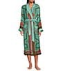 One Hundred Stars Lightweight Woven Fleur De Lys Print Long Sleeve Wrap Robe - Image 1