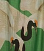 Color:Green - Image 3 - Stork Sky Print Woven Shawl Collar Long Sleeve Tie Waist Wrap Robe