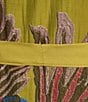 One Hundred Stars Woven Crane Print Long Sleeve Wrap Robe, Color:Olive - Image 3
