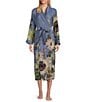 Color:Blue Daisy - Image 1 - Woven Daisy Print Long Sleeve Wrap Robe