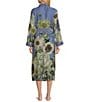 Color:Blue Daisy - Image 2 - Woven Daisy Print Long Sleeve Wrap Robe