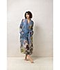 Color:Blue Daisy - Image 6 - Woven Daisy Print Long Sleeve Wrap Robe