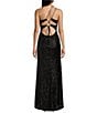 Color:Black - Image 3 - One Shoulder Cutout Lace-Up Back Front Slit Long Sequin Gown