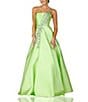 Color:Lime - Image 1 - One Shoulder Beaded Strap Ball Gown