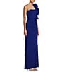 Color:Royal - Image 3 - One Shoulder Ruffle Ruched Side Slit Long Dress