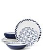 Color:Blue/White - Image 1 - Harbour Porcelain 12-Piece Dinnerware Set