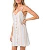 O'Neill Atlee Striped V-Neck Spaghetti Strap Button Front Mini Dress - Image 3