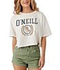 Color:Winter White - Image 1 - Collegiate Graphic Oversized Cropped T-Shirt