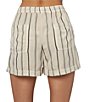 Color:Bone - Image 2 - Fran High Rise Stripe Woven Relaxed Shorts
