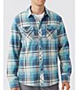 Color:Scrub Blue - Image 1 - Glacier Long Sleeve Plaid Superfleece™ Shirt