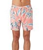 Color:Coral - Image 1 - Hermosa Elastic Waist Lined 17#double; Outseam Swim Trunks