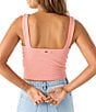 Color:Burnt Coral - Image 2 - Jayde Twist Front Cut-Out Cropped Textured Knit Tank Top
