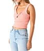 Color:Burnt Coral - Image 3 - Jayde Twist Front Cut-Out Cropped Textured Knit Tank Top