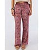 Color:Berry - Image 1 - Johnny Harmony Mid Rise Floral Print Pants