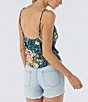 Color:Slate - Image 2 - Judy Floral Print Cowl Neck Tank Top
