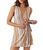 Color:Multi Color - Image 1 - Maizie Stripe Print Sleeveless Wrap Dress