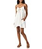 O'Neill Natalya Double Gauze Crinkle Tie Front Mini Dress, Color:White - Image 1