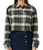 O'Neill Pippa Brushed Herringbone Flannel Long Sleeve Cropped Shirt - Image 1