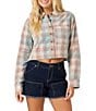 O'Neill Plaid Long Sleeve Cropped Corduroy Shirt - Image 1