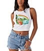 Color:White - Image 1 - Rainbow Hawaii Crop Graphic Tank Top