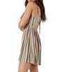 Color:Multi Color - Image 4 - Rami Stripe Print Tie Back Cut-Out Fit-And-Flare Dress