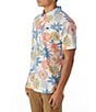 Color:White - Image 3 - Short Sleeve Floral Oasis Eco Woven Shirt